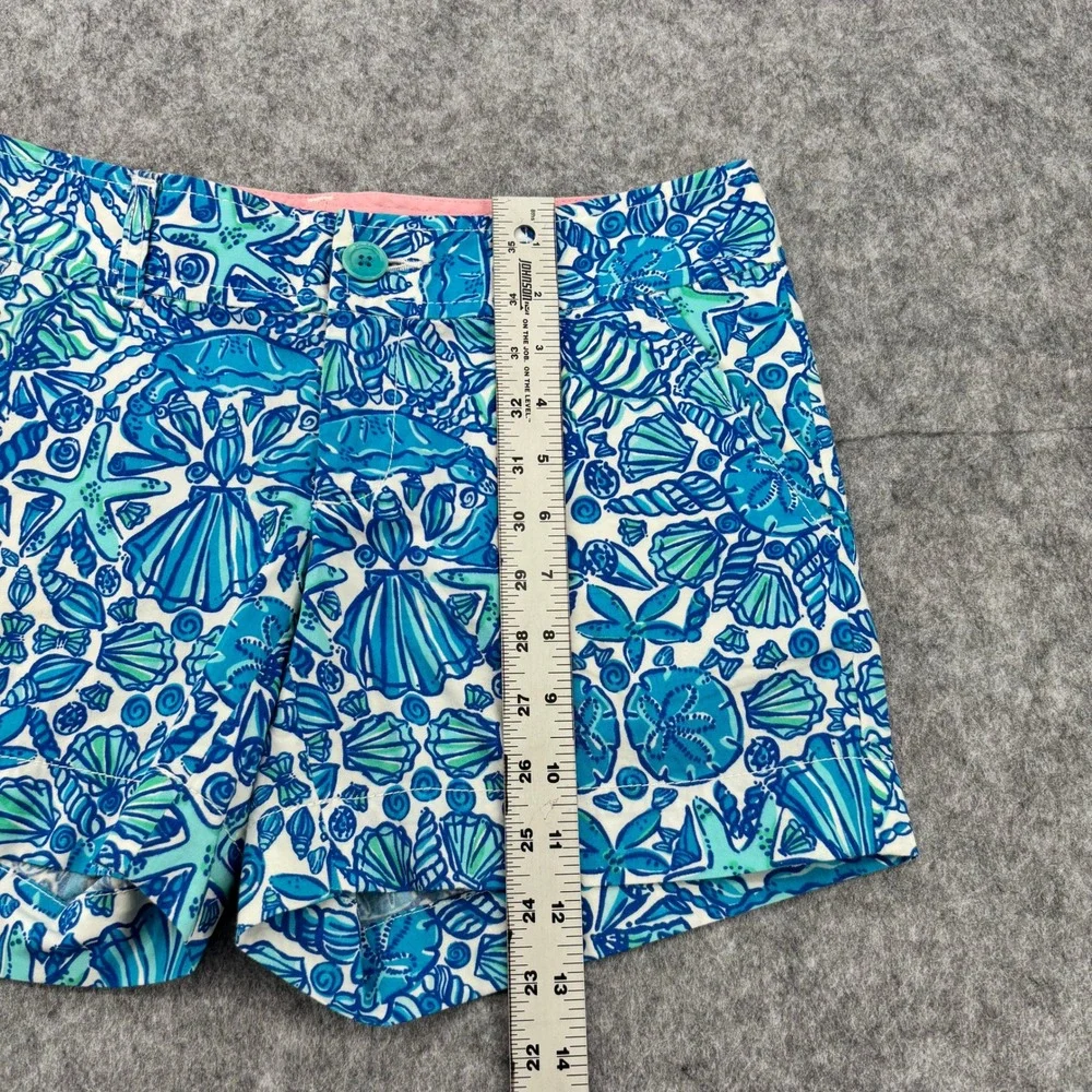 Lilly Pulitzer Callahan Shorts Blue Green Seashell Starfish Nautical Print SZ 0